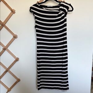 Calvin Klein Black and White Midi Sheath Dress